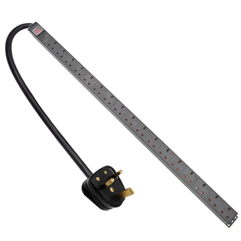 

PDU Power Strip Network Cabinet Rack 13A/16A Aluminum Alloy 17 Way Outlet Break Switch 2m Extension Cord Lightning protection