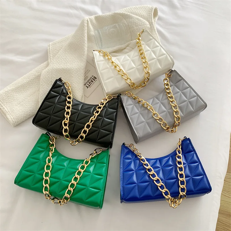 Women's High-end Rhombic Underarm Bag New Trendy All-match Shoulder Bag Niche Chain Handbag Female Fashion Texture Shopping Bag