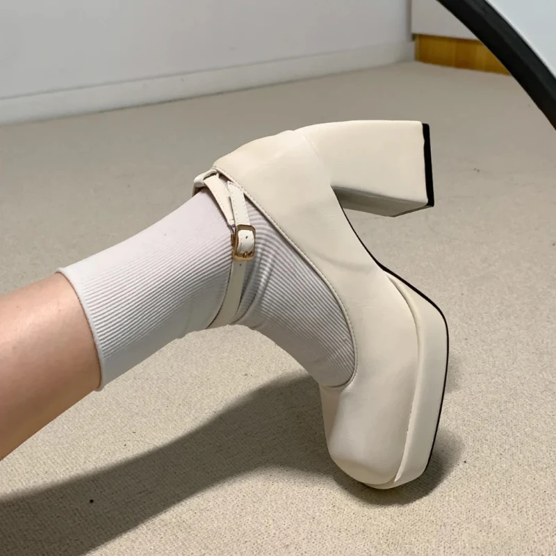 Туфли-лодочки женские на платформе Модные Туфли Мэри Джейн очень высоком каблуке