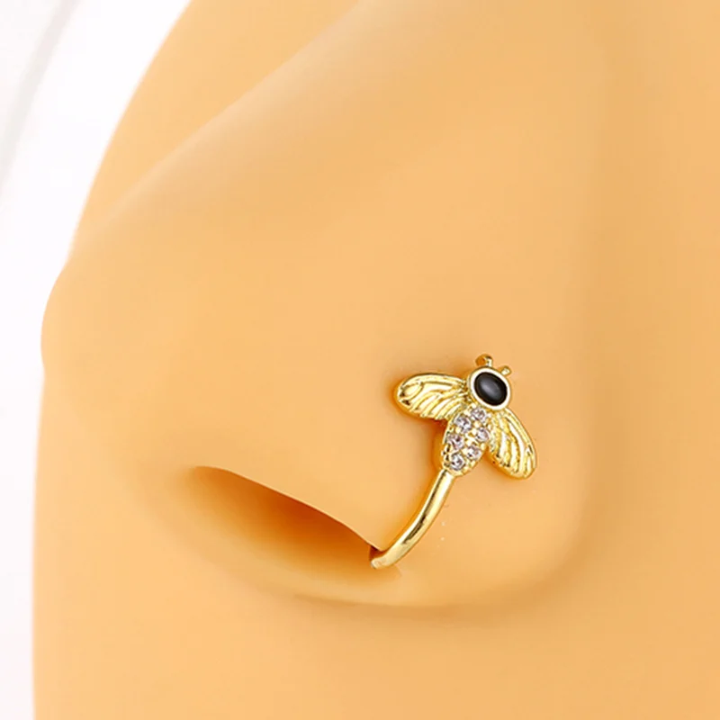 

Неперфорированный U-образный зажим для носа, поддельные ювелирные изделия для пирсинга носа, кольца в виде пчелы, ювелирные изделия для пирсинга перегородки Z, 1 шт.