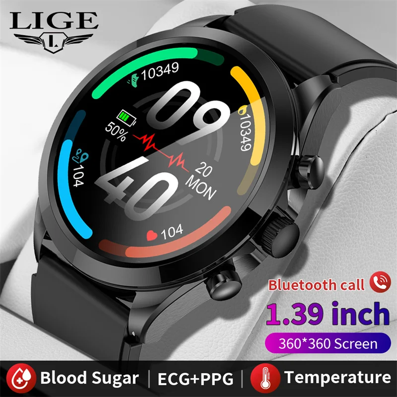 

LIGE 2023 Smart Watch Men ECG Noninvasive Blood Glucose Intelligent Voice Assistant Sport Tracker AMOLED Screen Women Smartwatch