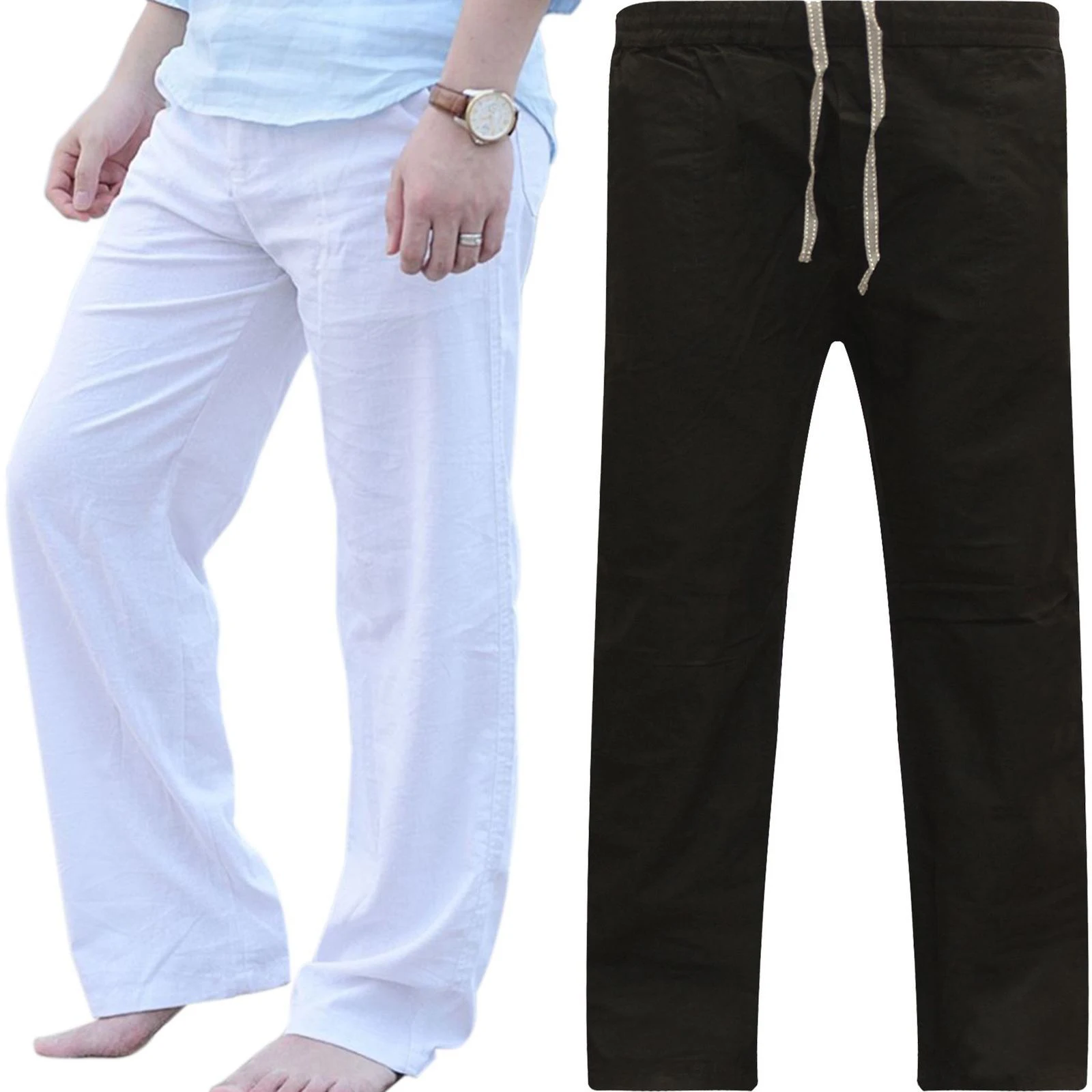 

Mens Loose Pants Beach Drawstring Dancing Trainning Pants Casual Long Slacks Bottoms Comfy Trousers Straight Plain Pants