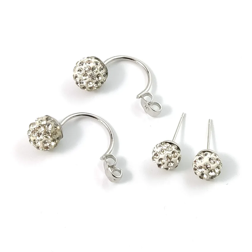 Серьги с посеребренными хрустальными шариками Корейская версия Изысканные