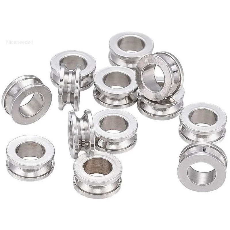 

50 шт., серебряные бусины для токарного станка, из нержавеющей стали 304