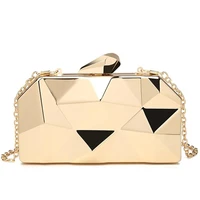 womens gold acrylic box geometry clutch evening bag elegent chain women handbag for party shoulder bag for weddingdatingparty