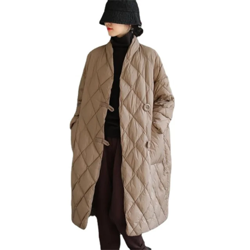 Light Thin Standing Collar Down Jacket Woman Winter 2023 Demi-season Parka New In Outerwear Spring Quilted Coat  Oversize