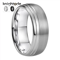 2 colors 8mm tungsten carbide wedding band fashion jewelry for men women offset groove thumb ring polished brushed dome comfort