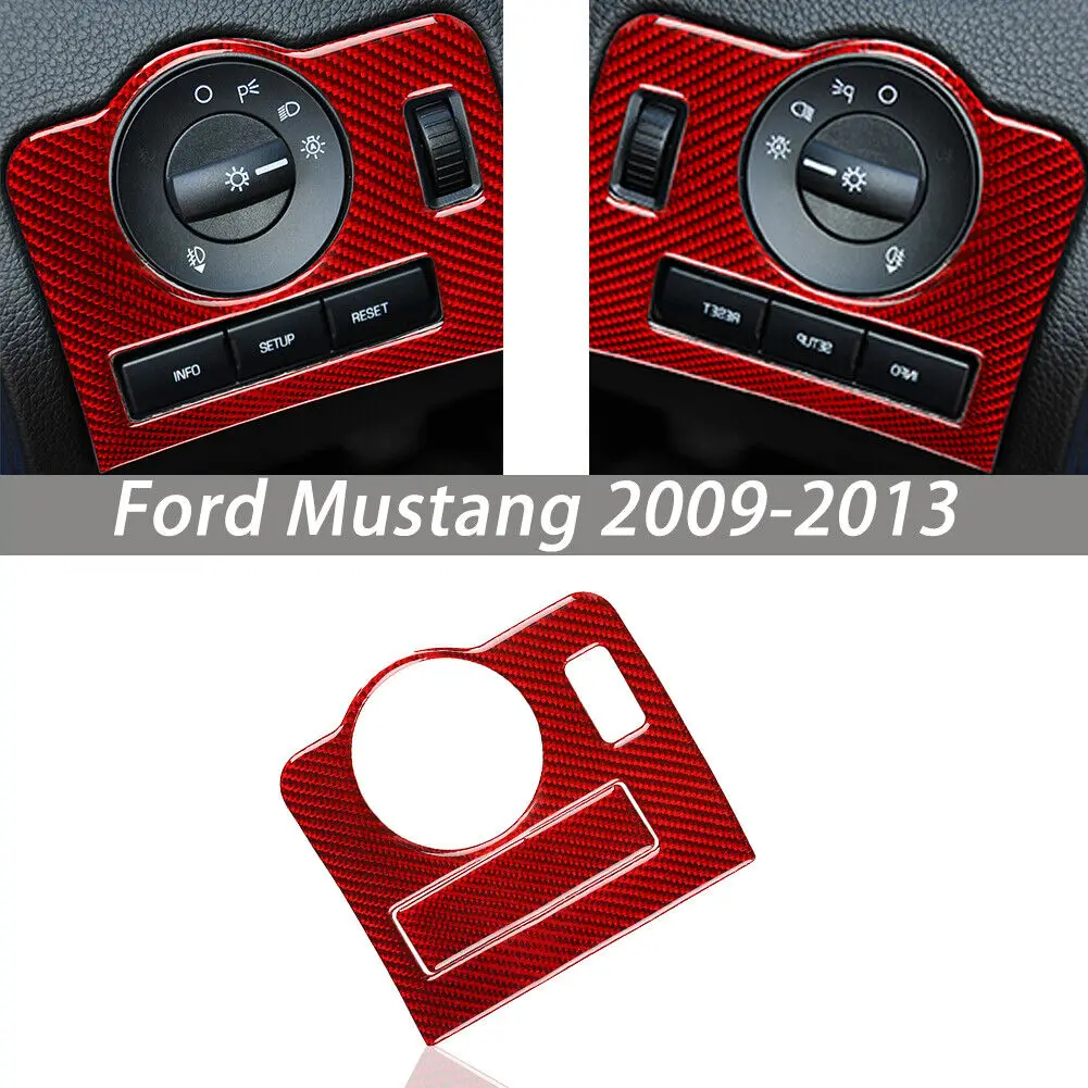 

Красная накладка на кнопку переключателя фары из углеродного волокна для Ford Mustang 2009-2013