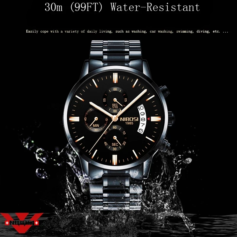 nibosi sports mens watches top brand luxury gold watch fashion relogio masculino military quartz wrist watches hot clock male free global shipping