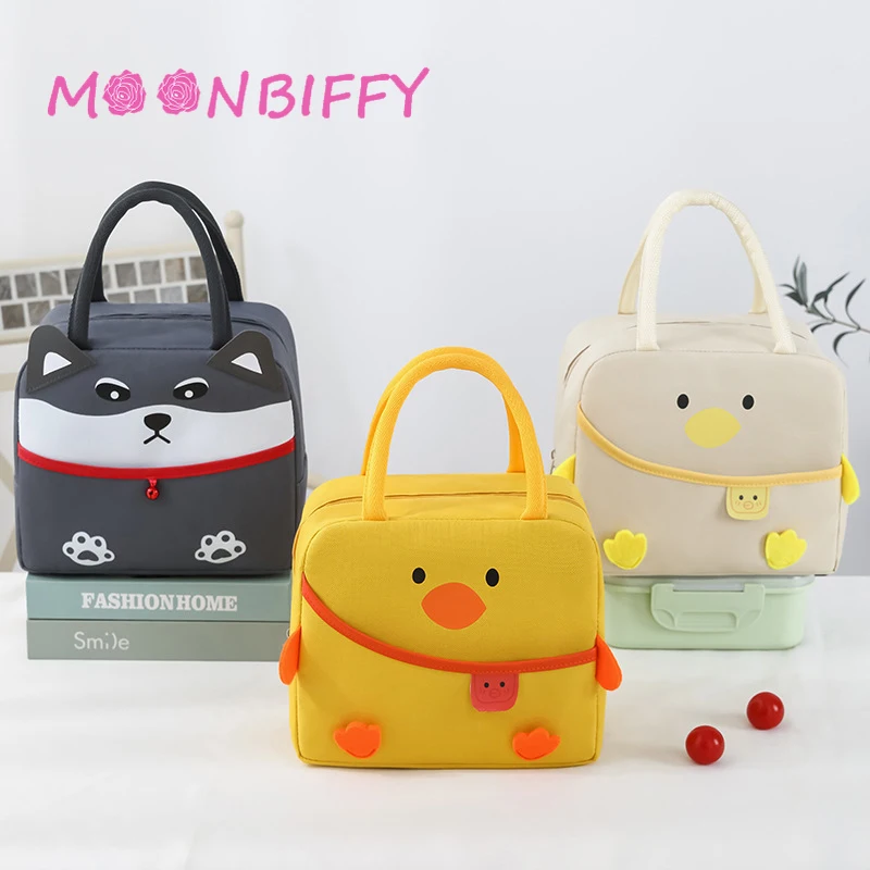 

Новая мультяшная сумка для ланча для женщин, густые термопакеты для хранения продуктов с милым утенком, Детские вместительные изолированны...