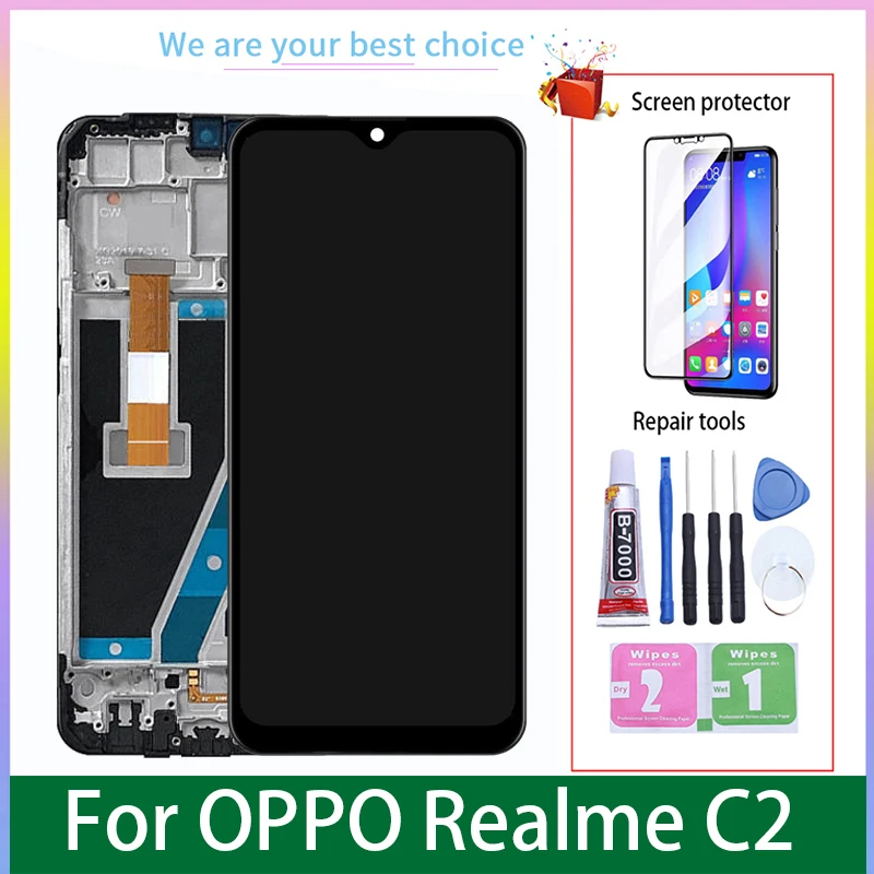 6,1 дюйма для Oppo Realme C2, ЖК-дисплей с рамкой, детали для замены rmx008 rmx45