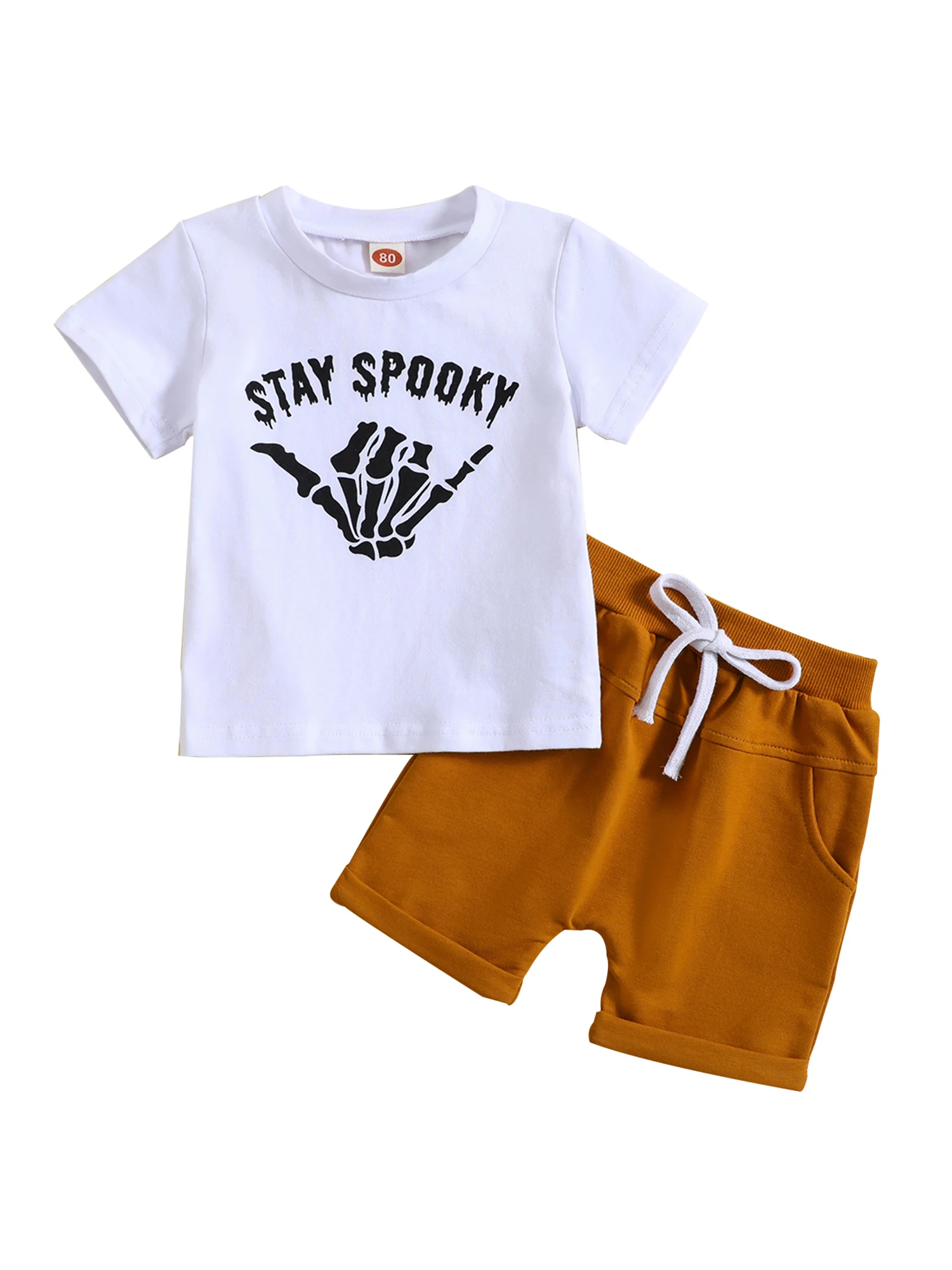 

Летний комплект из 2 предметов для маленьких мальчиков, пуловер с буквенным принтом и короткими рукавами, футболка, эластичный Повседневный Спортивный комплект с шортами