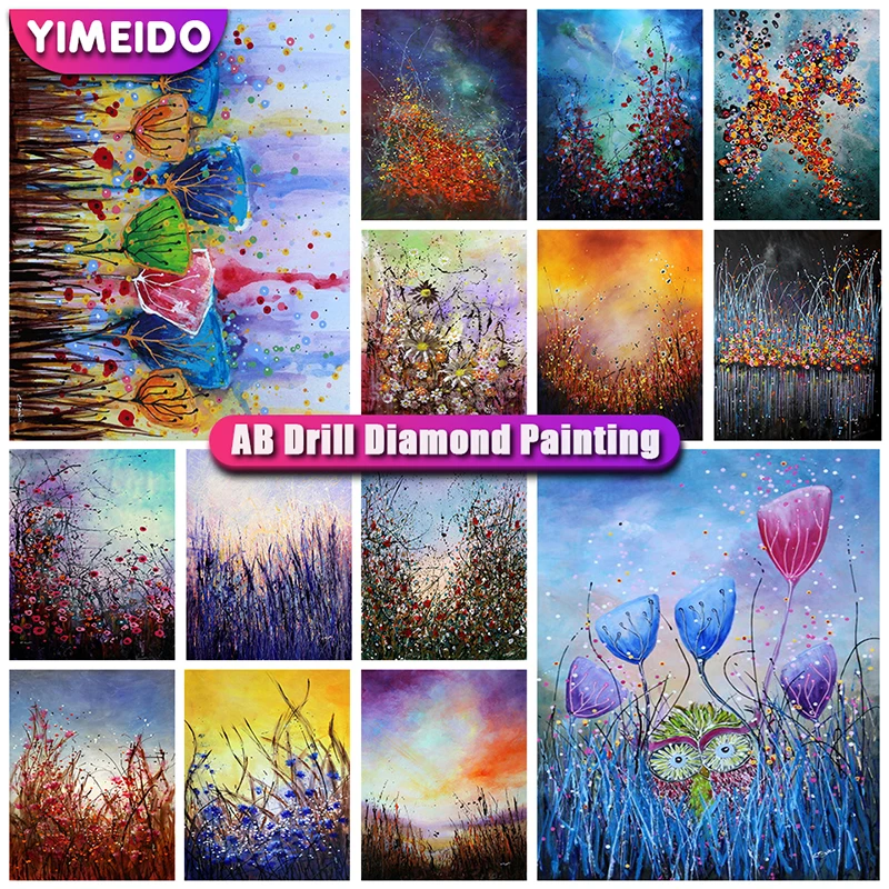 

YIMEIDO AB Diamond Painting flower Full Square/Round zipper bag Diamond Embroidery Landscape Cross Stitch 5D Rhinestone Painting
