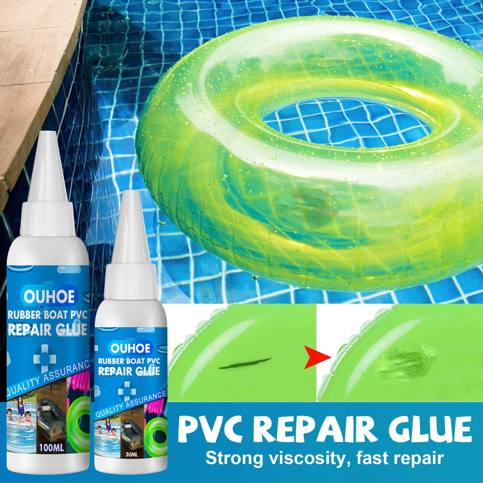 Swimming Ring Repair Glue Waterproof Adhesive Sealant Inflatable Boat Repair Kit Pvc Adhesive Waterbed Air Mattress Toy Home