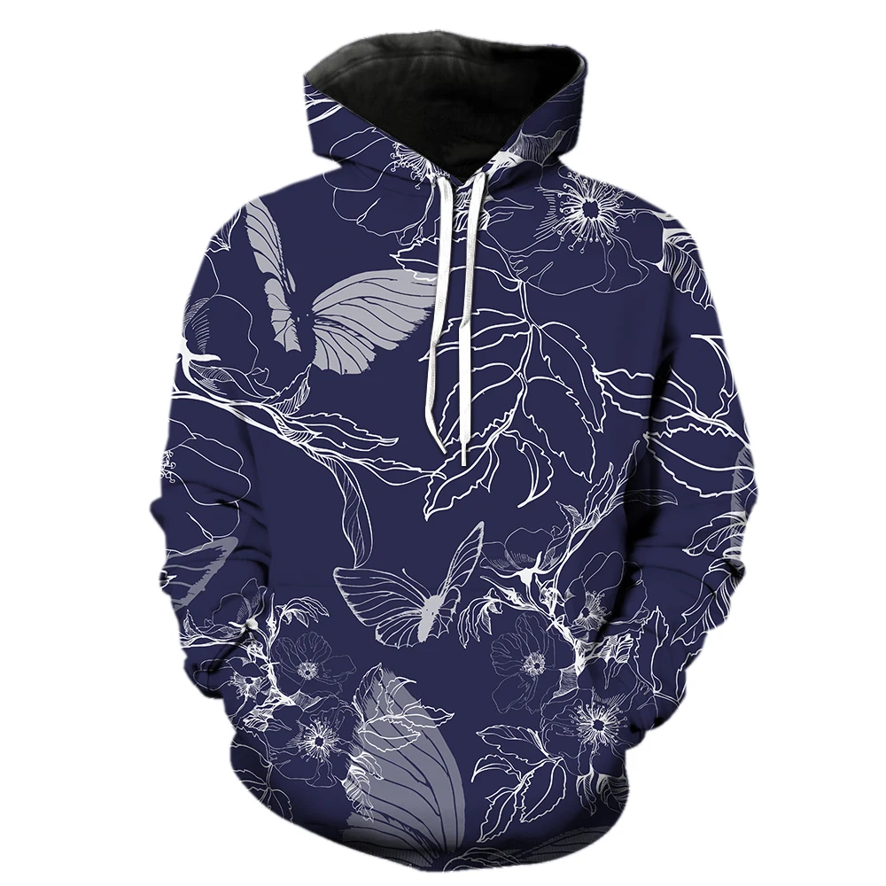 

Толстовка мужская с капюшоном, свитшот с 3D-принтом бабочки, пуловер оверсайз, Повседневная весенняя куртка с длинным рукавом и капюшоном, уличная одежда