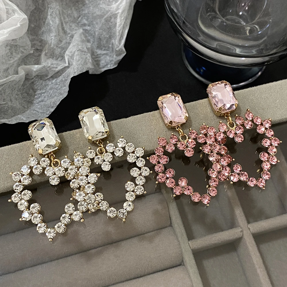 Изысканные блестящие серьги Lifefontier с подвесками в виде сердечек для женщин