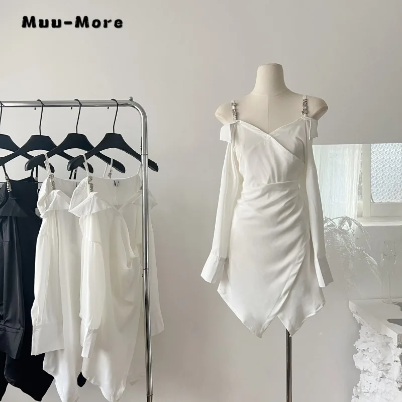 

Женское асимметричное платье без рукавов, однотонное элегантное платье до середины икры с V-образным вырезом, открытой спиной и высокой талией на подтяжках, лето 2023