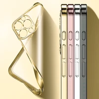luxury soft tpu shockproof transparent plating case for iphone 11 12 13 pro max mini xr x xs cover with full camera protect