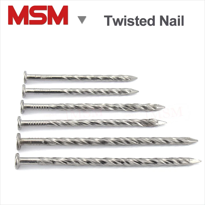 Stainless Steel Fluted Twist Nail Spiral Spikes Wooden Floor Fixing Nail High Strength Antil-loose Nail 40 50 65 75 90 100 125mm