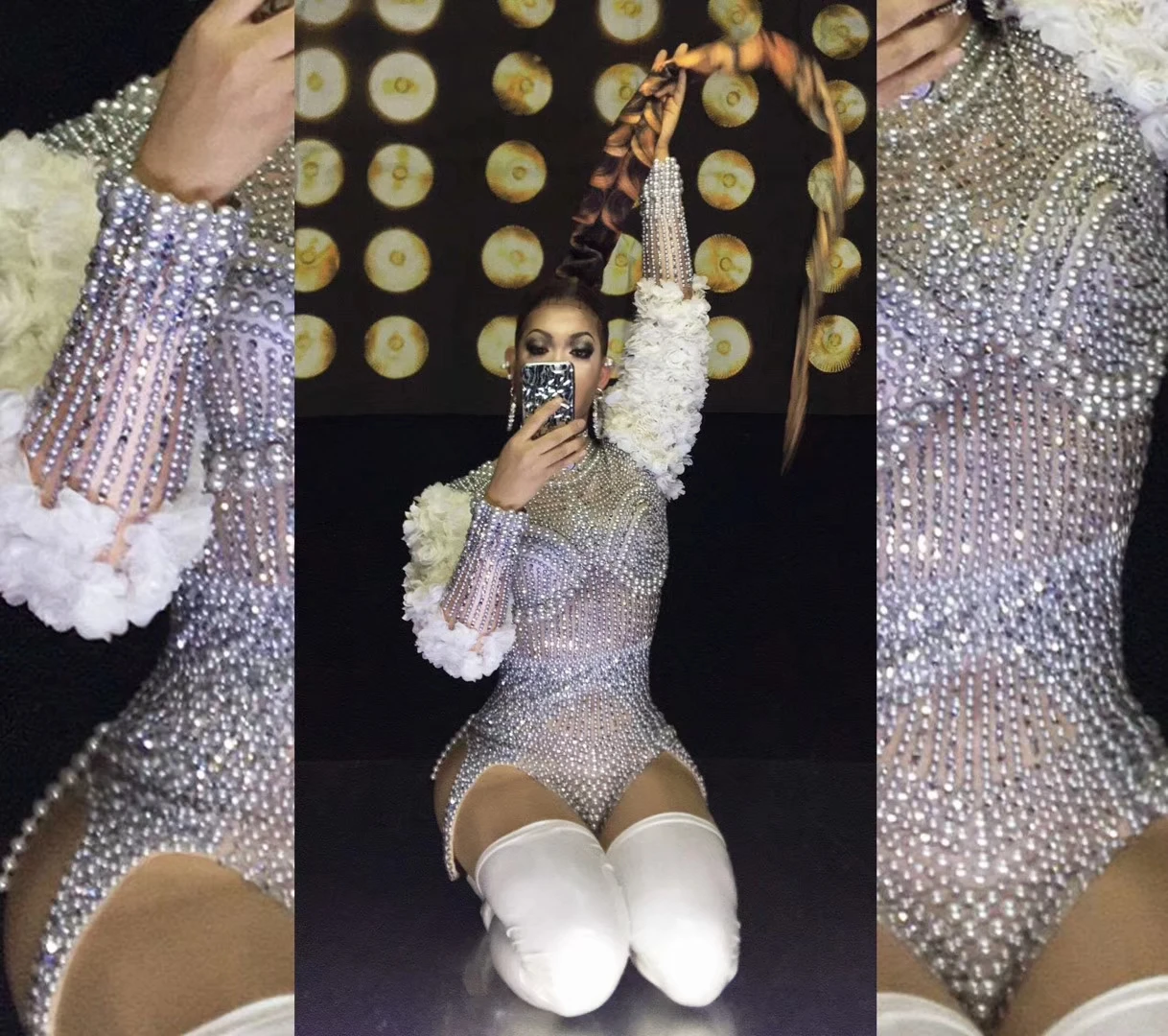 Танцующий на шесте женский облегающий боди костюм для ночного клуба стильные