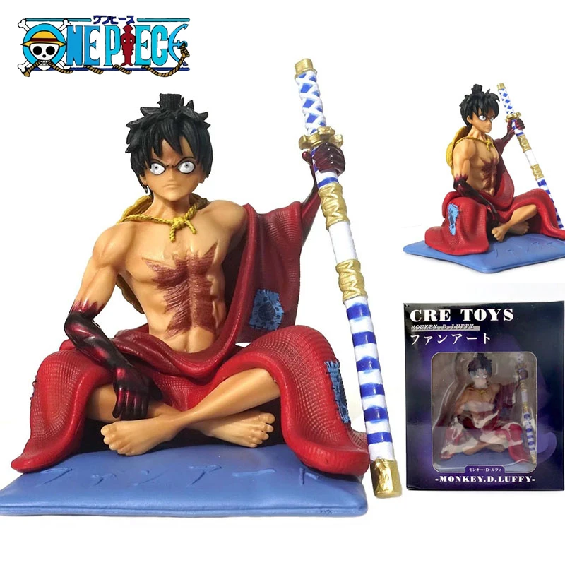 

Anime One Piece Wano Country Monkey D Kimono Sitting Ver. GK Luffy Action Figure GK PVC Statue Collectible Model 11cm Toy Gift S