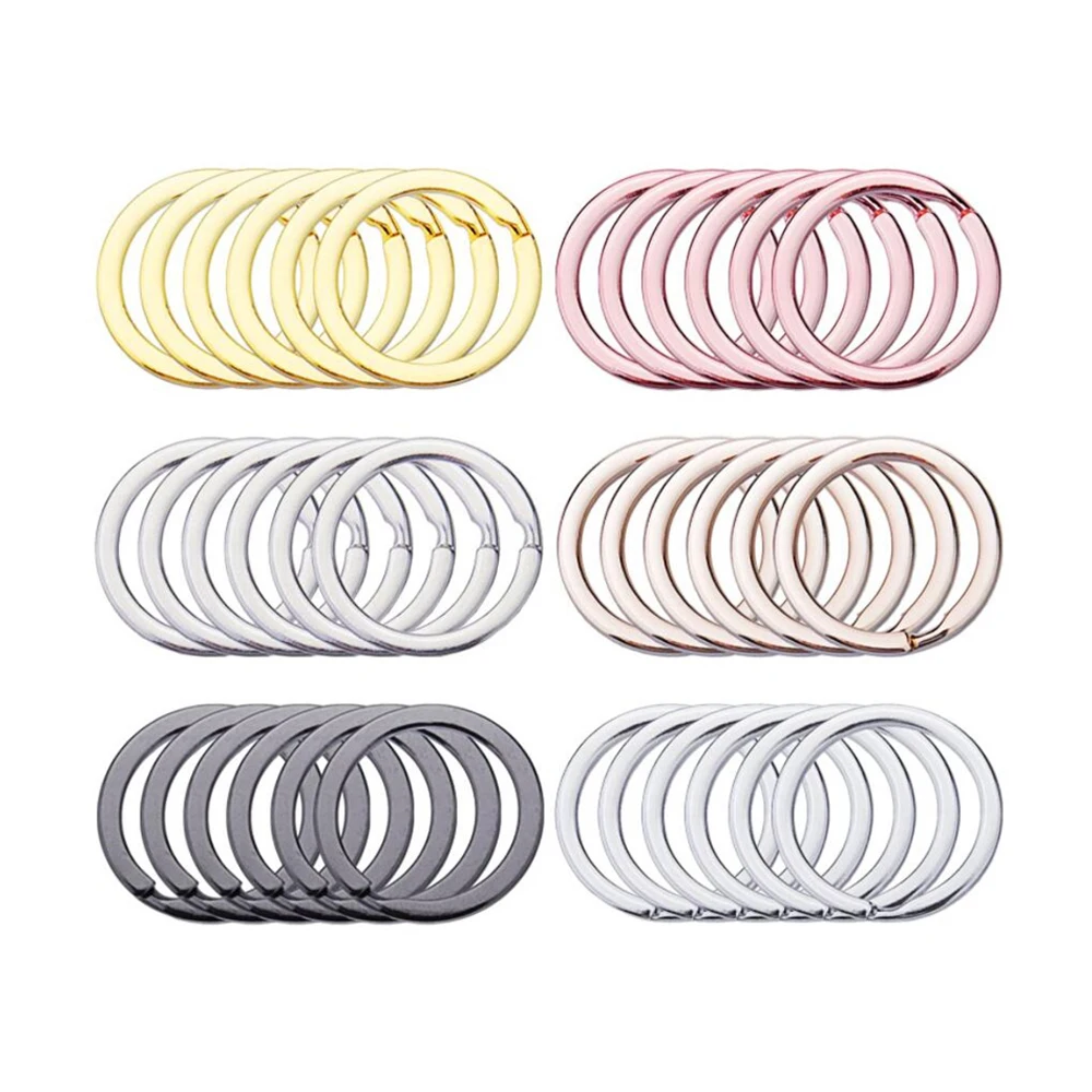 Плоские разделенные Металлические Брелоки для ключей, коннектор «сделай сам» для изготовления украшений, ключей для дома, автомобиля, офиса, 20 шт./упаковка, 25-33 мм