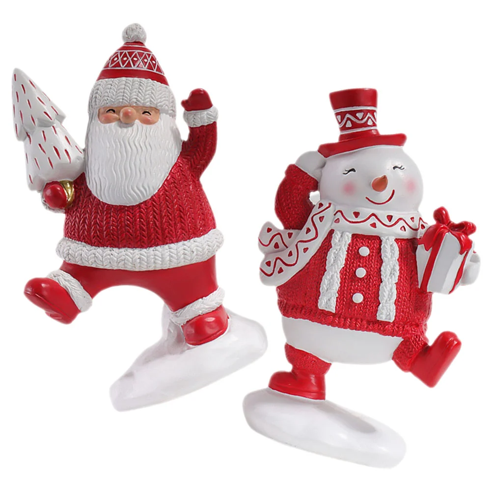 

Christmas Figurines Resin Craft Ornaments Xmas Decorations Snowman Party Tabletop Centerpiece