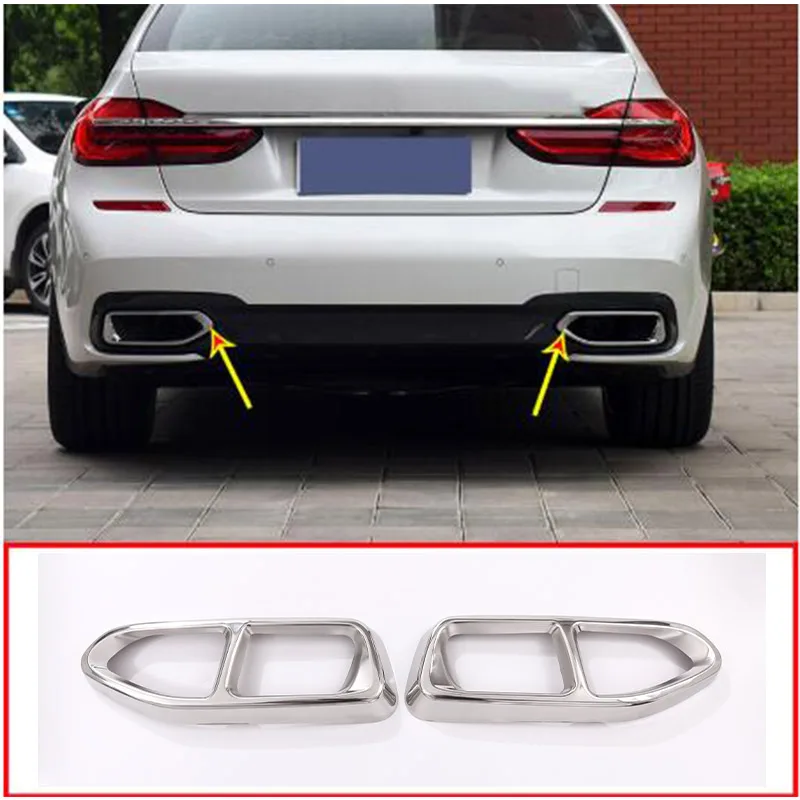 

2 шт. глянцевая черная стальная накладка на выхлопную трубу автомобиля для BMW 7 серии G11 G12 730 740 750li 2016 2017 2018