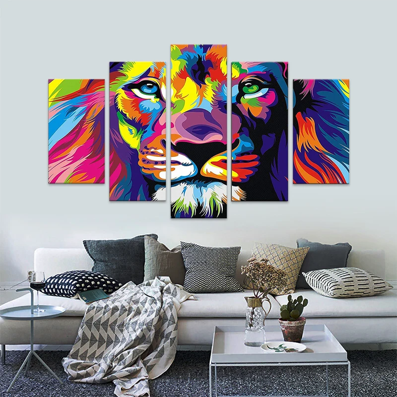5 шт. Настенная картина с изображением животных льва |