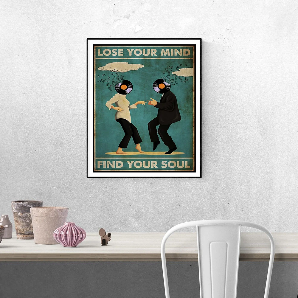 

Inspirational Quote Art Retro Poster Lose Your Mind Find Your Soul Prints Abstract Canvas Painting Vintage Home Room Decor