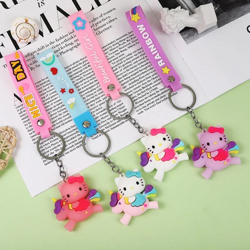 

Anime Sanrio Hello Kittys Keychain Kawaii Cartoon Student School Bag Travel Backpack Doll Pendant Accessories Decorate Toy Girls