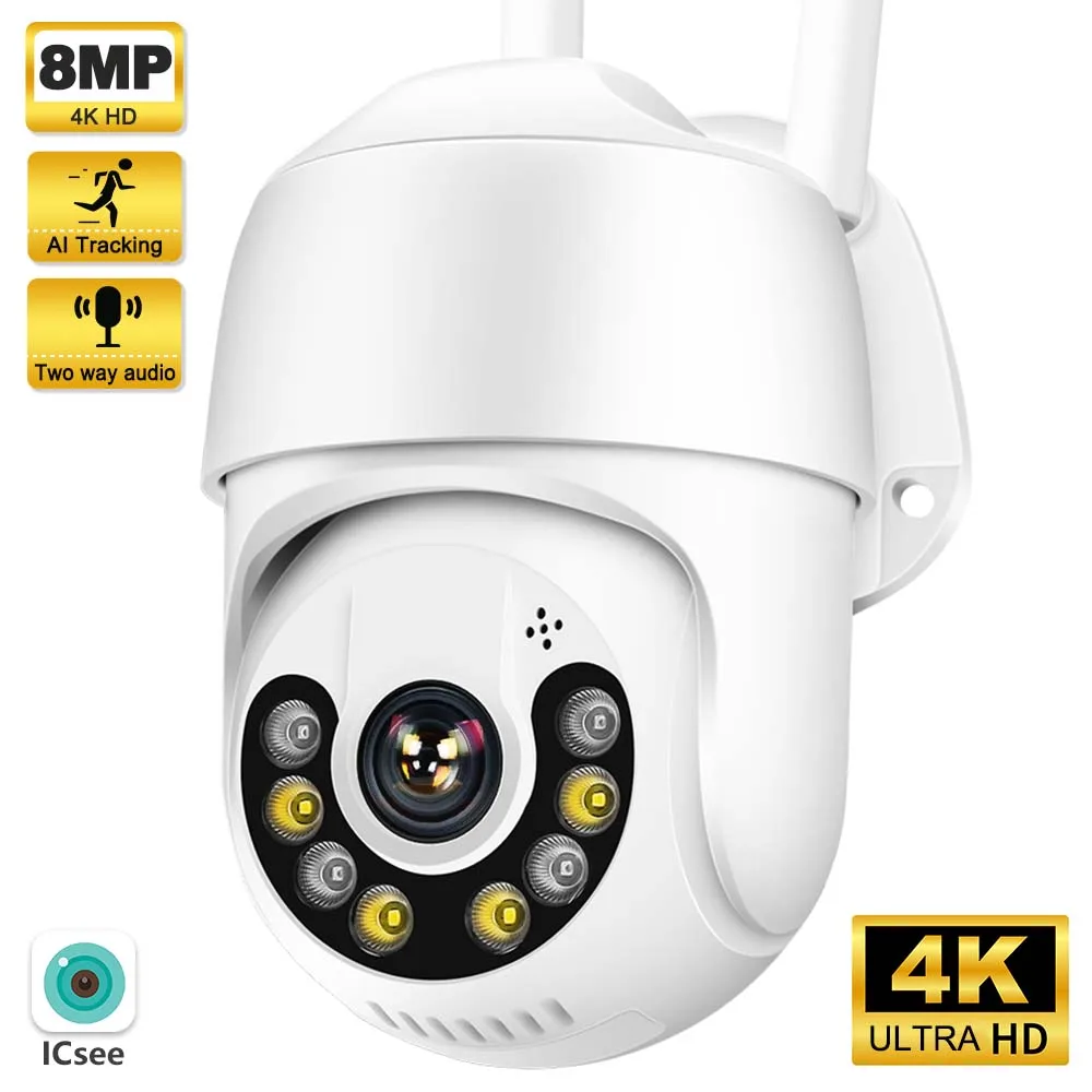 

4K IP Camera WiFi 8MP Outdoor Security Cam 1080P Auto Tracking CCTV PTZ Video Surveillance H.265 Onvif Wireless ICsee P2P Smart