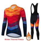 Женский комплект из трикотажа и флиса, зимний комплект из теплого флиса с длинными рукавами для горных велосипедов, одежда для велоспорта, 2022