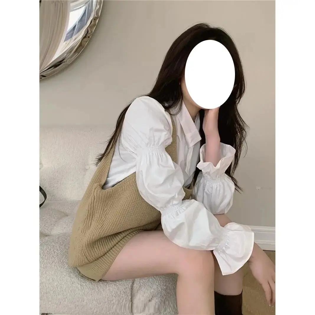 Korejpaa повседневный женский комплект корейская мода женская рубашка с объемными