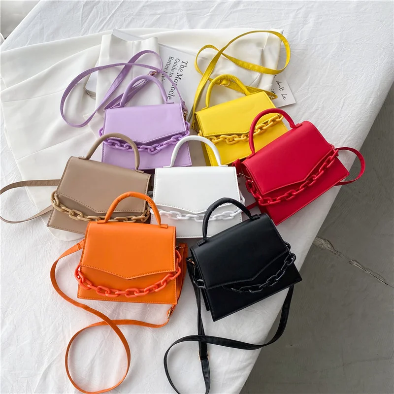 

Fashion Women Bag New Chain Small Female Bag New Fashion Crossbody Shoulder Messenger Handbag Purse Pure Candy Color Hand Bag