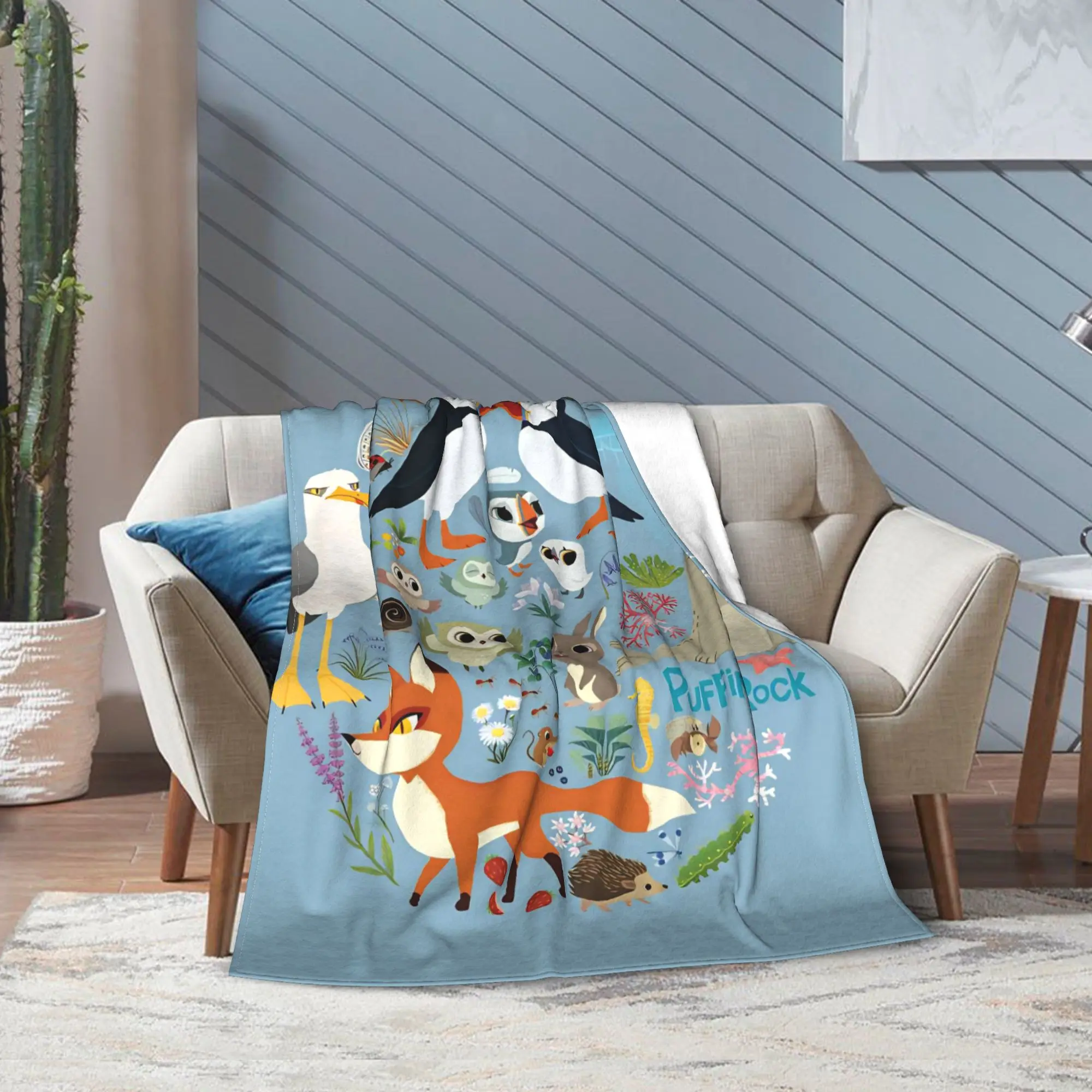 Фото Одеяла Puffin Rock Oona Baba, флисовое мягкое одеяло с рисунком ТВ, акварельное мягкое одеяло для постельного белья, одеяло, многофункциональное №4