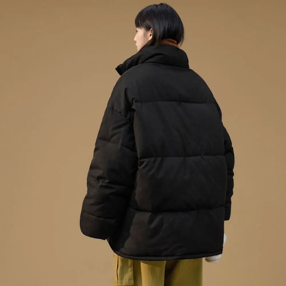 Winter Parkas Jacket Women Thicken Warm Coat Womens Stand Collar Jackets Solid Color Cotton-padded Woman Fashion New Streetwear