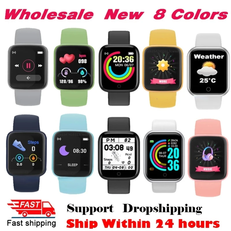 

Оптовая продажа, наручные часы, фитнес-браслет, умный спортивный браслет y68/d20, трекер активности, пульсометр для детей, мужские и женские час...