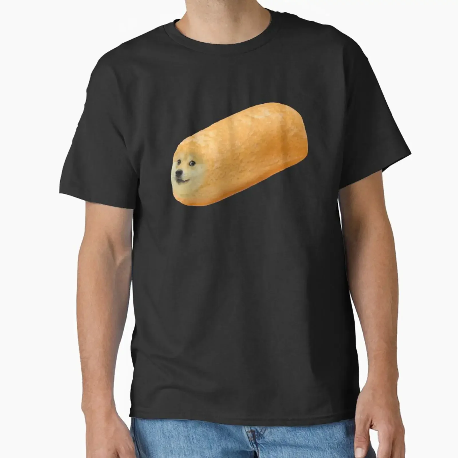 Фото Футболка Twinkie Doge Meme Classic, винтажная, с эффектом потертости, дизайнерская одежда, стильный топ для повседневной носки, унисекс, слегка эластичная. №1