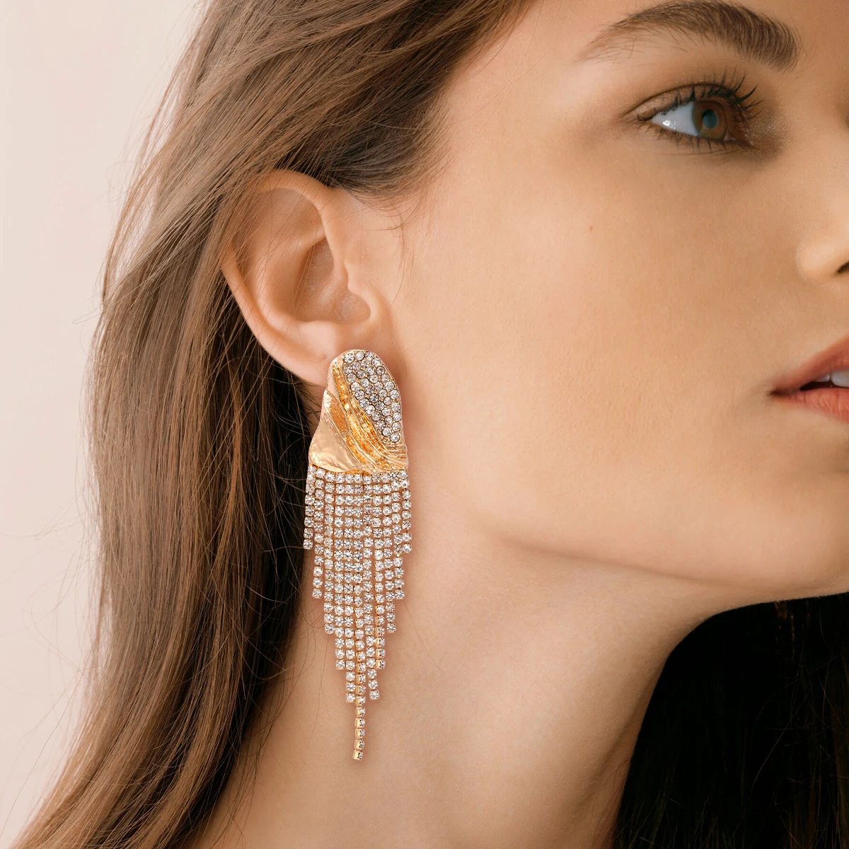 

Luxury Crystal Tassel Dangle Earrings High-quality Banquet Party Accessories for Women Fashion Jewelry ZA Earrings