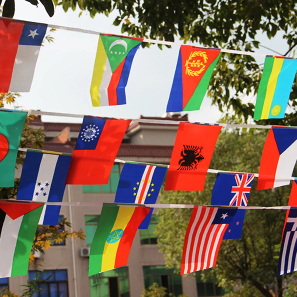 

World Flags International Flags 100 Countries String Flag International Bunting Pennant Banner for Sports Clubs Party