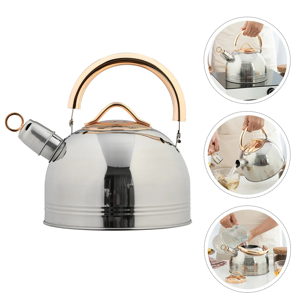 

Stainless Steel Tea Kettle Coffee Teapot Whistling Stovetop Kettles Cordless Flat