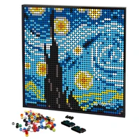 creative pixel art diy mosaic studs by building blocks room decorative japan famous painting starry frame wave off set toy gifts