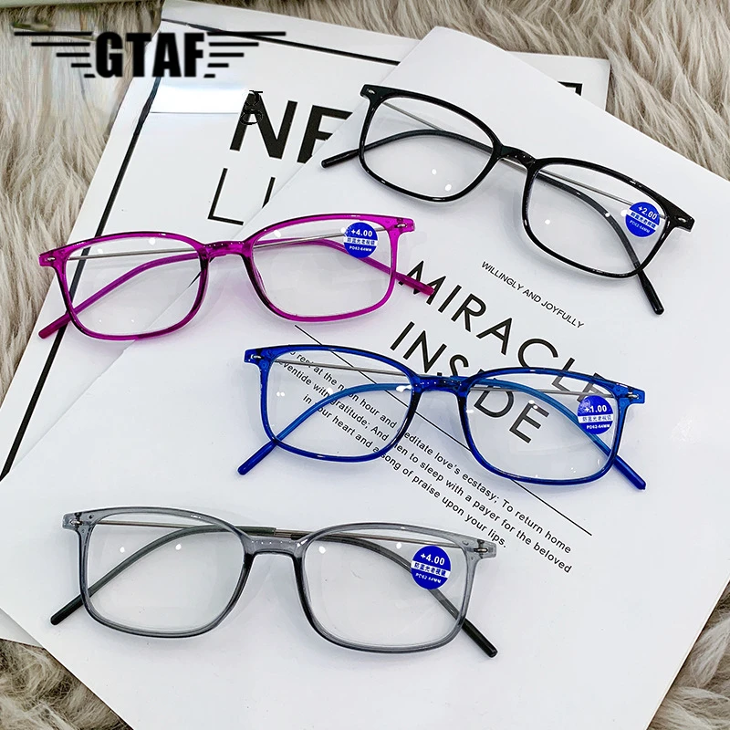 

Anti-Blue Light Reading Glasses HD Presbyopia Fashion Glasses Full Frame Ultra Thin PC Material + 1.0 To + 4.0