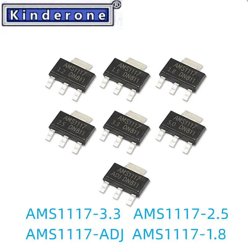 

10PCS AMS1117-3.3V AMS1117-5.0V AMS1117-ADJ AMS1117-1.2V AMS1117-1.5V AMS1117-1.8V AMS1117-2.5V Voltage Regulator 100% New