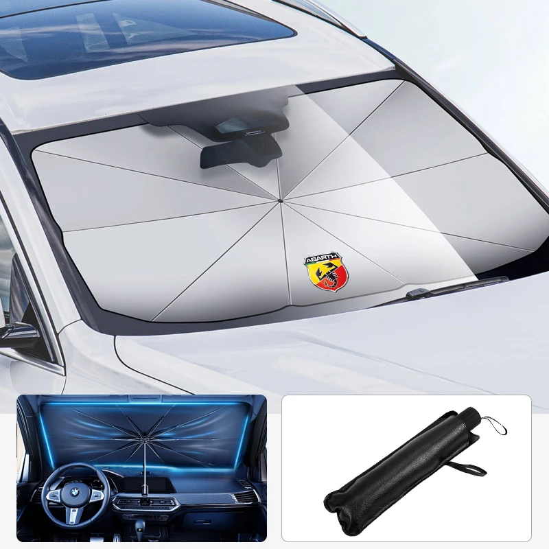 

For Fiat abarth 500 500c 500x 500L Spider Coupe Panda Car Logo Foldable Sun Umbrella Windshield Block Heat UV Sun Shade Umbrella