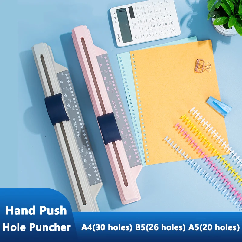 Loose-Leaf Puncher Hole Punch 30 Holes Max Slide Puncher for A4 A5 B5 A6 B6 A7 B7 School Craft Supplies Scrapbooking DIY Tools