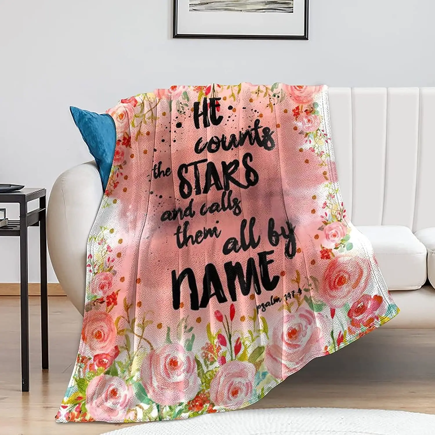 

Bible Verse Blanket with Inspirational Thoughts Blanket,Throw Fleece Blankets Rug Soft for Gift Bed Sofa 50"X40" Lightweight