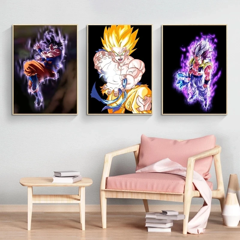

Super Saiyan Printed Poster Dragon Ball Canvas Kakarotto Painting SonGohan Picture Mural Boy Bedroom Home Decoration With Frame