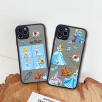 disney princess cinderella phone case for iphone 13 12 11 pro max mini xs 8 7 plus x se 2020 xr matte transparent cover
